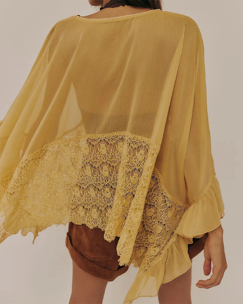 Cover-Up Dentelle Patchwork Mesh