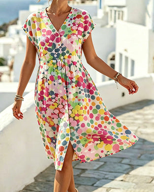 Robe Polka Dot Col V Taille