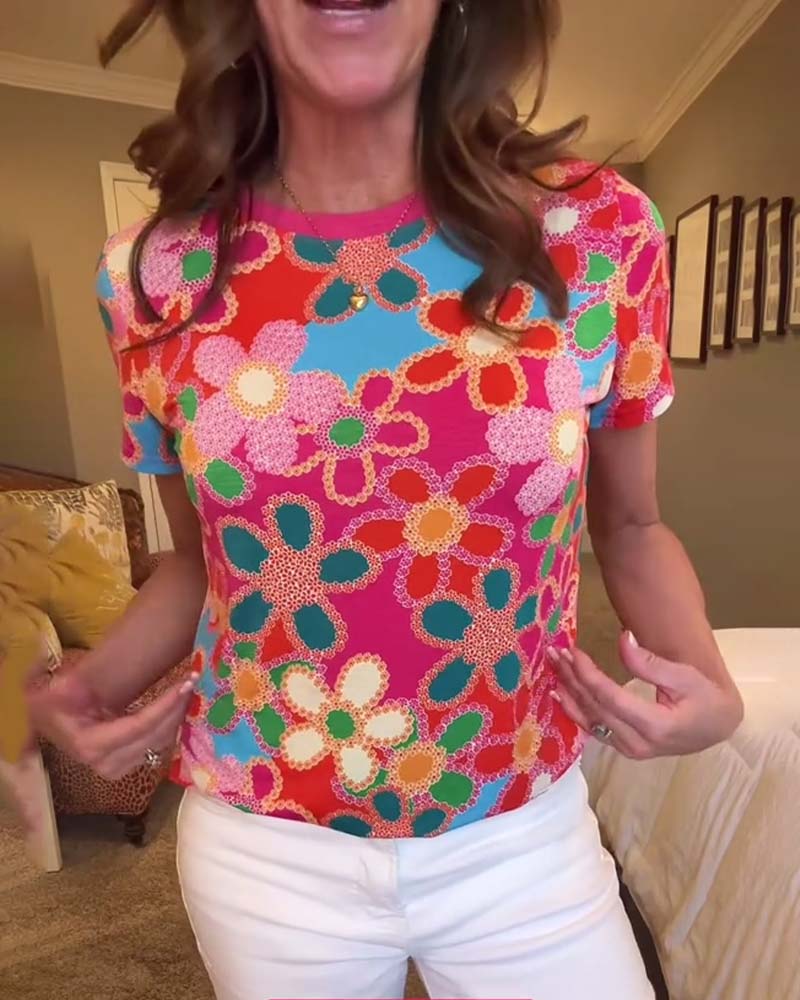 T-Shirt Slim Fit Manches Courtes Imprimé