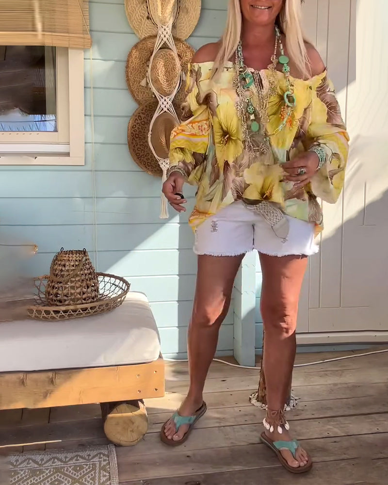 Blouse Off-Shoulder Imprimé Resort