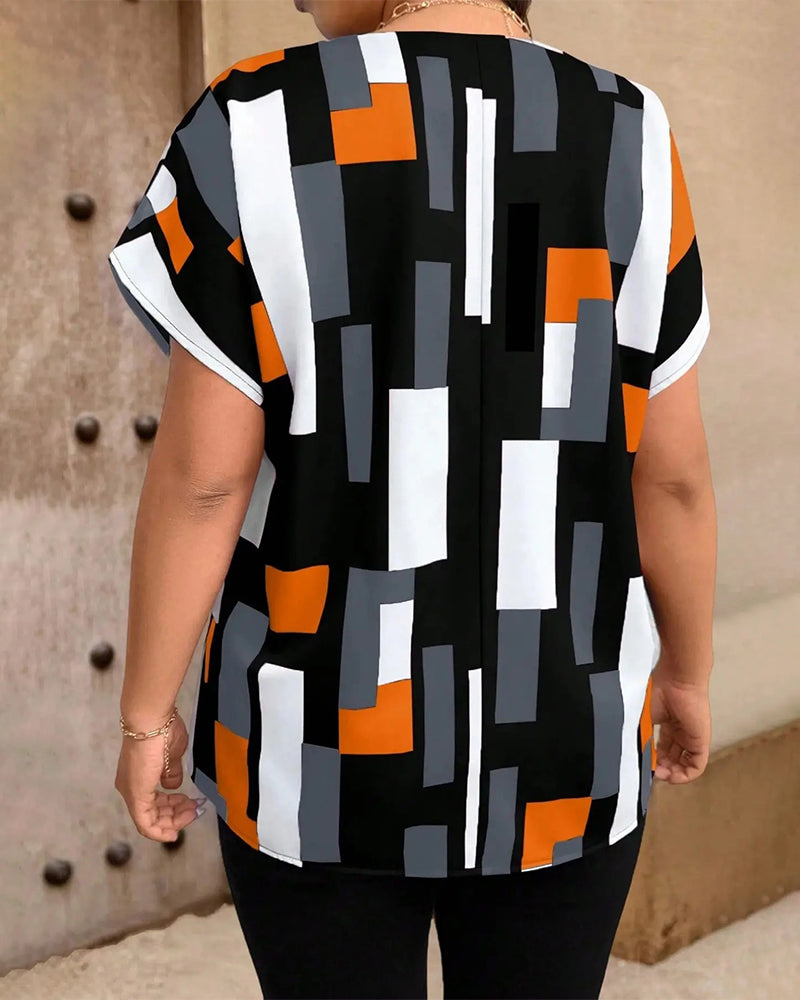 Blouse Imprimé Col En V Lâche