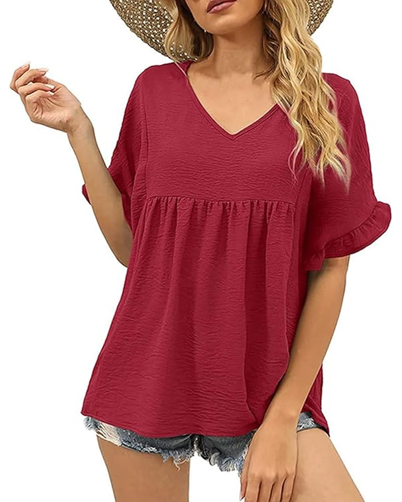 Blouse Décontractée Volant Coupe Loose