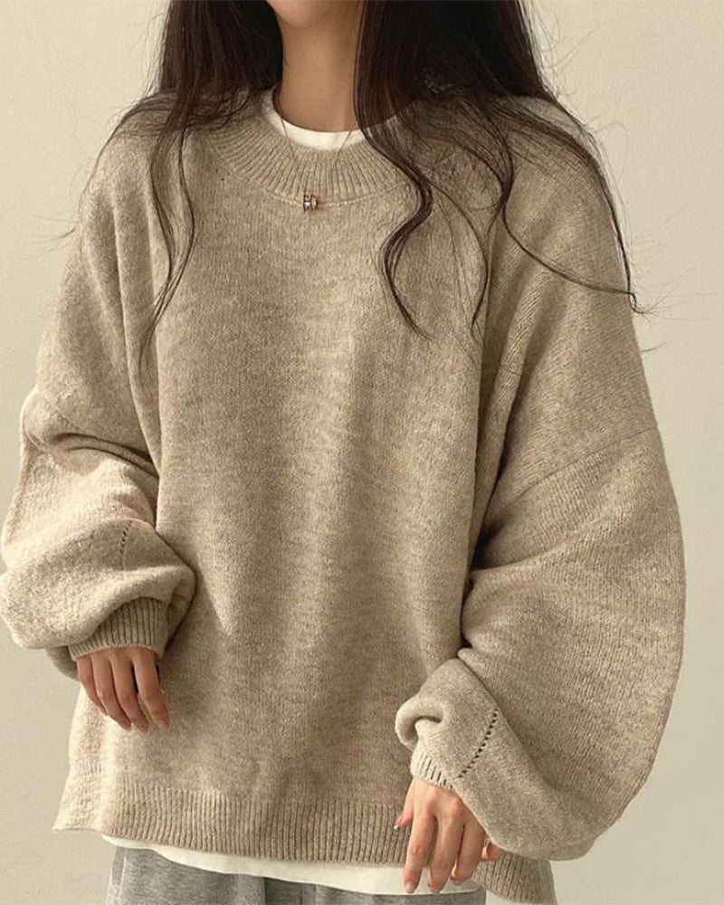 Pull Col Rond Côté Fente