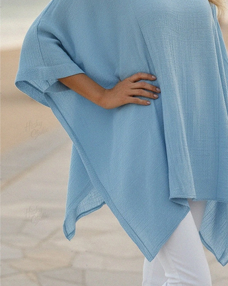 Blouse Manche Chauve-Souris Irrégulière