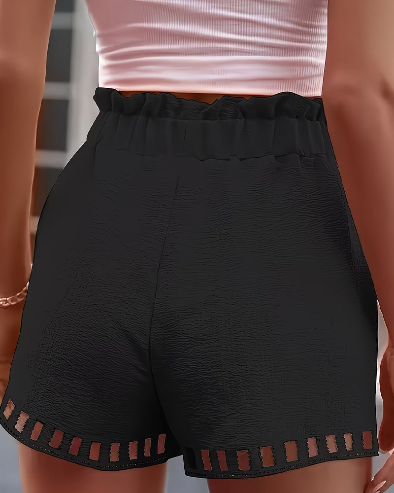 Shorts Dentelle Ajourée Taille Élastique
