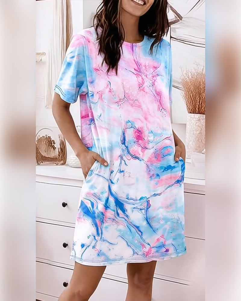 Robes Tie-Dye Fluide Imprimé Ample