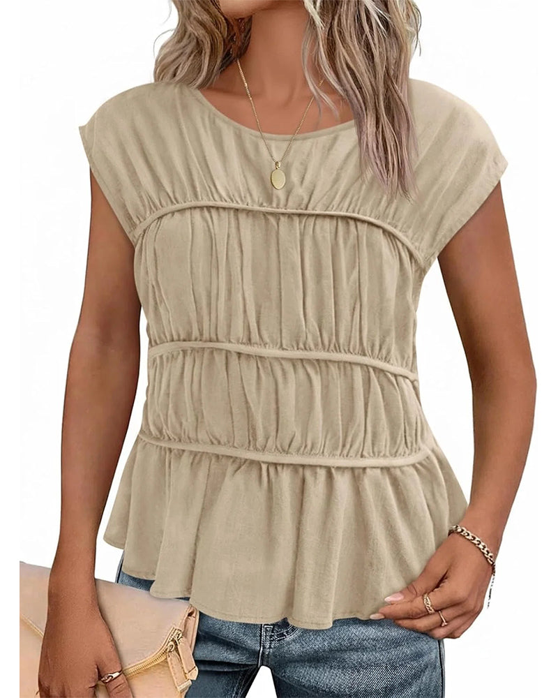 Blouse Col Rond Froncée Taille