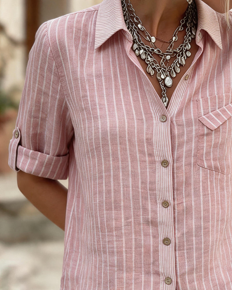 Chemise Rayure Bouton Décontracté