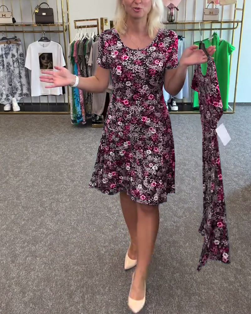 Robe Élégante Taille Fine Imprimée