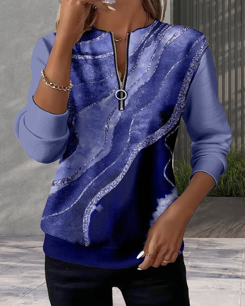 Sweat-Shirt À Demi-Zip Avec Imprimé Vintage