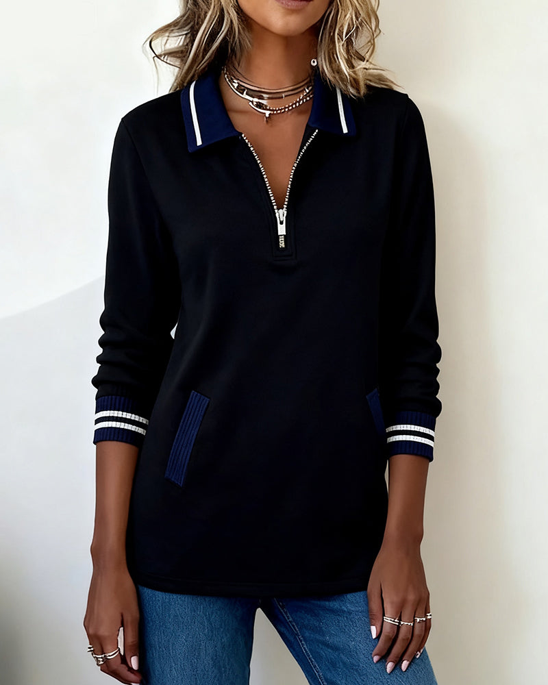 Sweat Oversize À Revers Avec Fermeture Éclair Et Couleur Contrastée