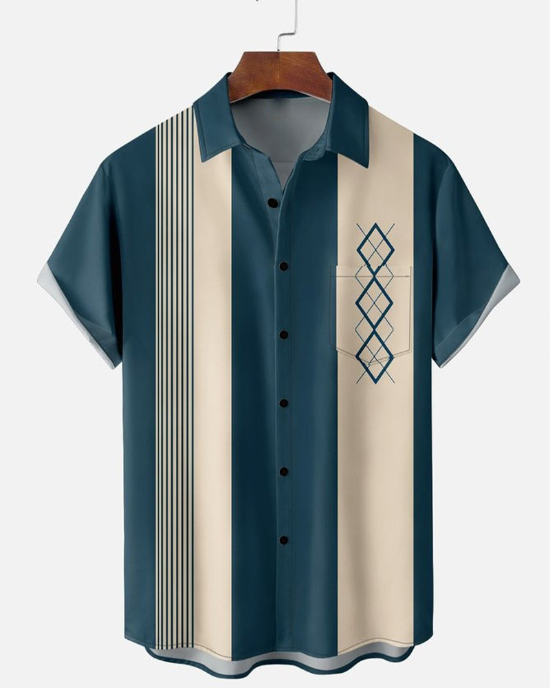 Chemise Col Bloc De Couleur Rayon Losange