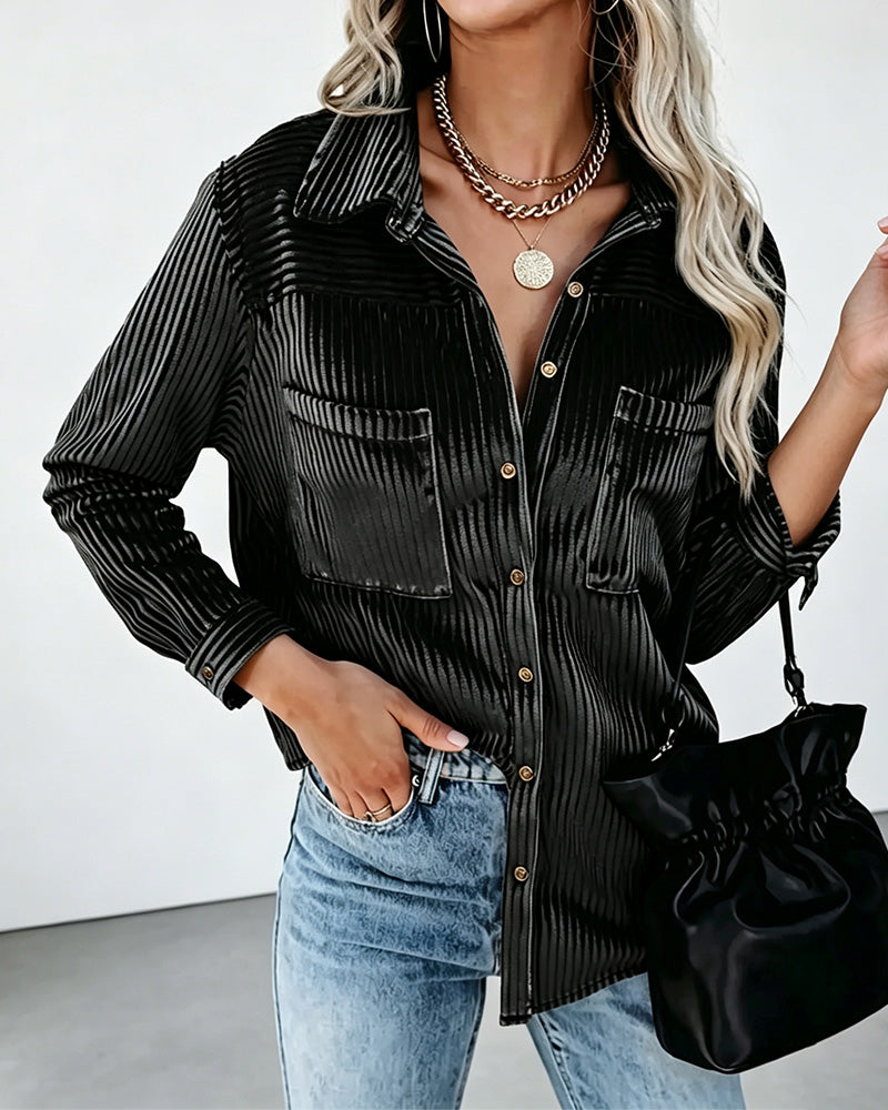 Chemise Poche Manches Longues Rayée