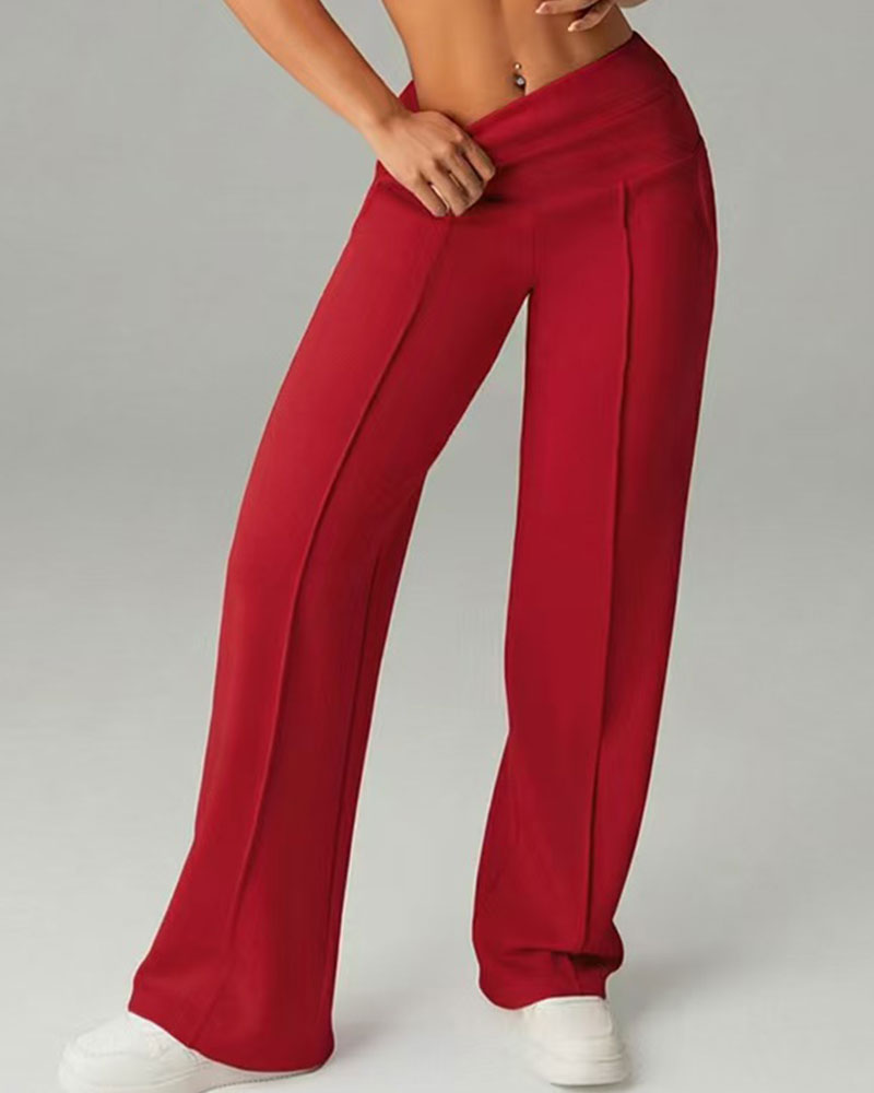 Pantalon Uni Passepoilé Jambe Droite Sport