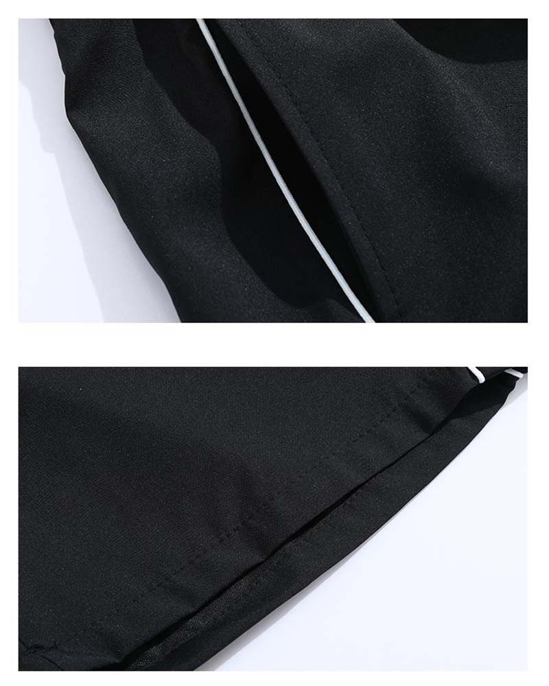 Shorts Double Rayure Blanche Mi-Cuisse Décontracté