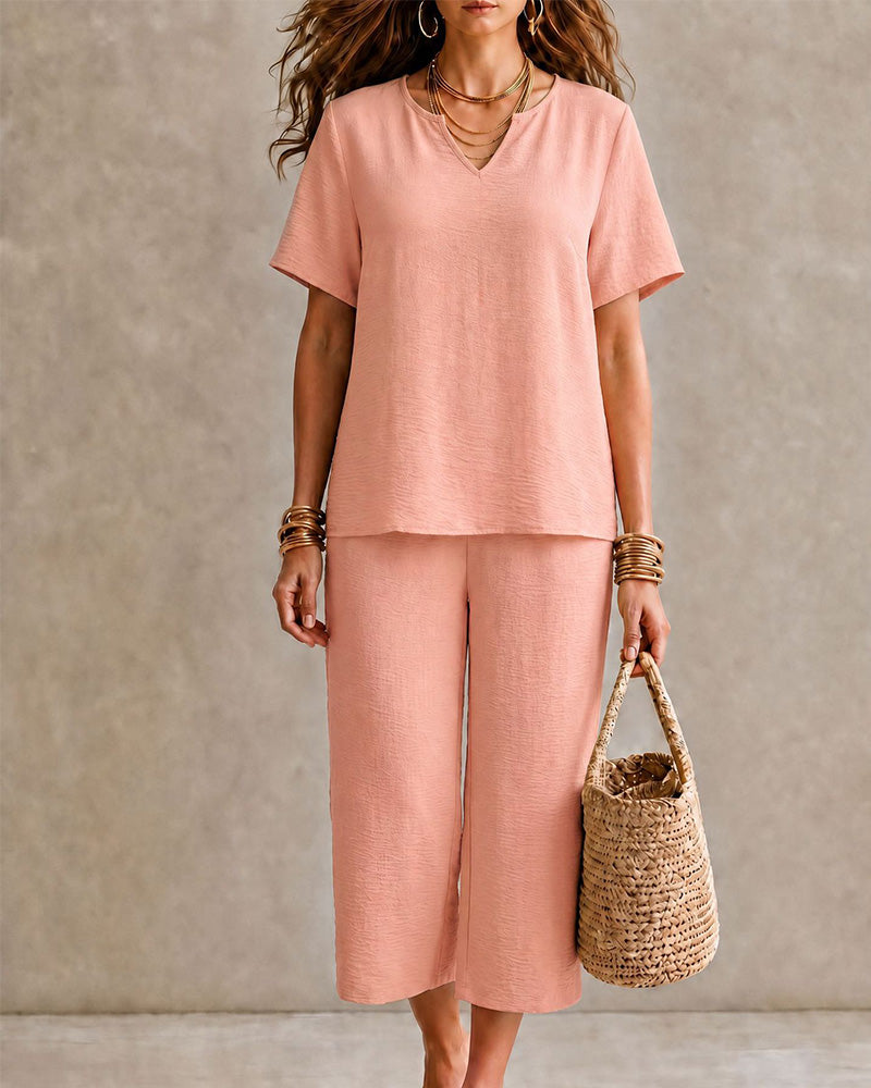 Set Haut Manches Courtes Et Pantalon Raccourci