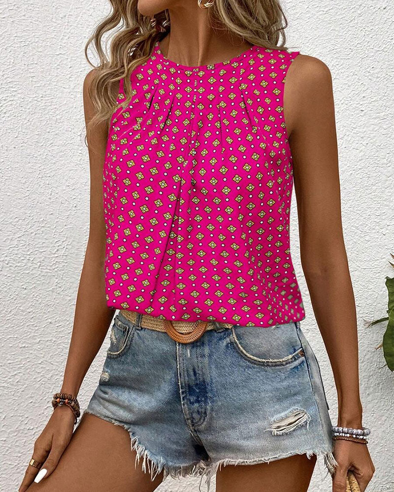 Débardeur Sans Manches Col Rond Imprimé