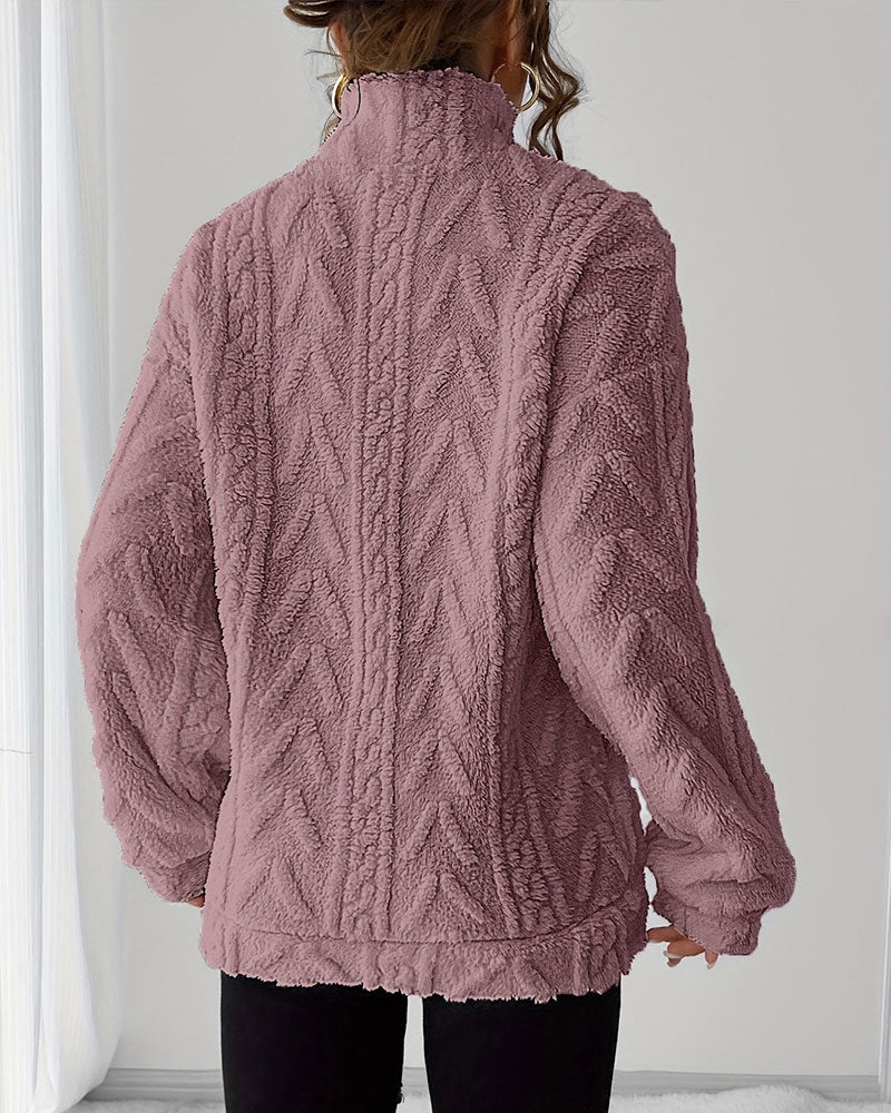 Sweatshirt Double Face Polaire Demi Fermeture Éclair
