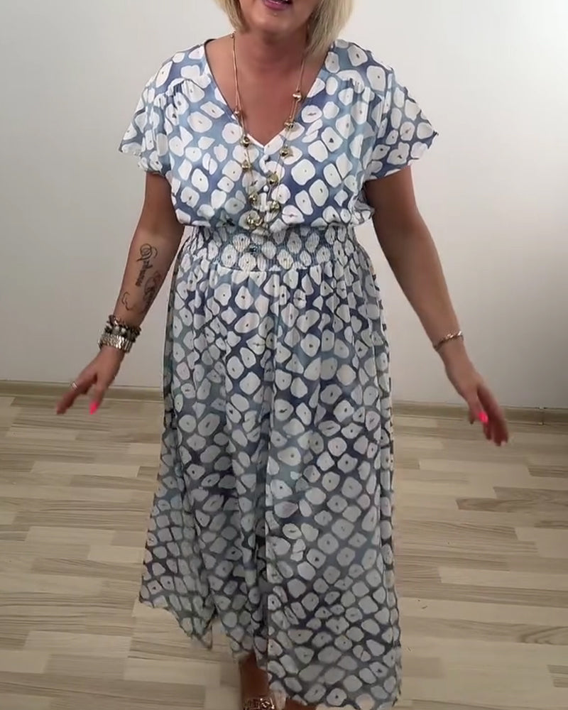 Robe Élégante Sophistiquée Imprimé Géométrique Fente