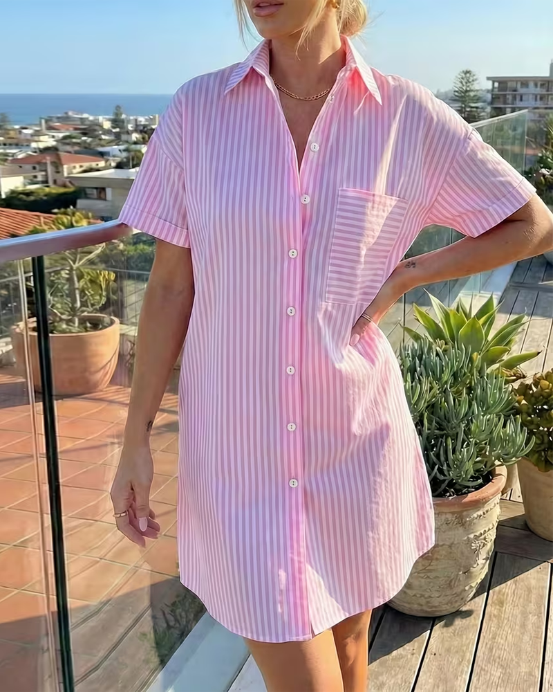 Robe Rayure Chemise Style