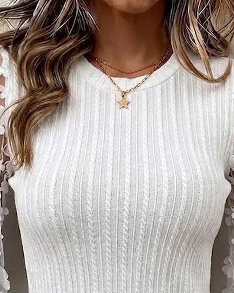 Top Tricot Dentelle Maille Manches