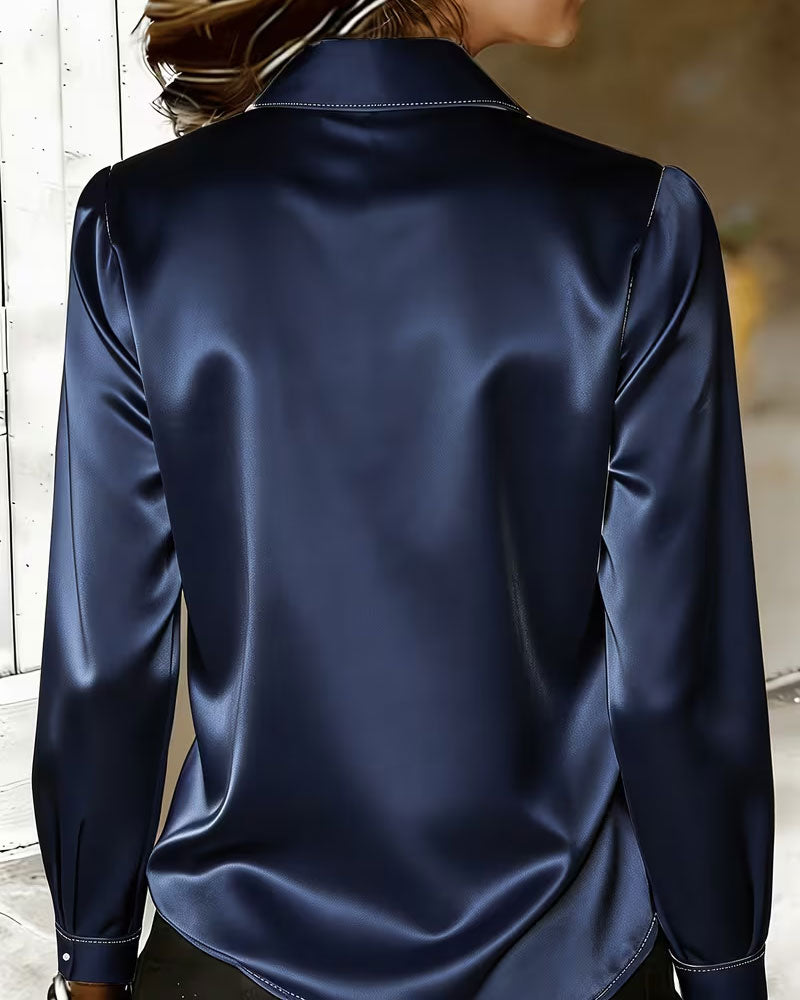 Chemise Revers Bloc De Couleur Décontractée