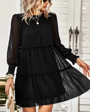 Robe Élégant Manches Bouffantes Et Fleurs Tridimensionnelles