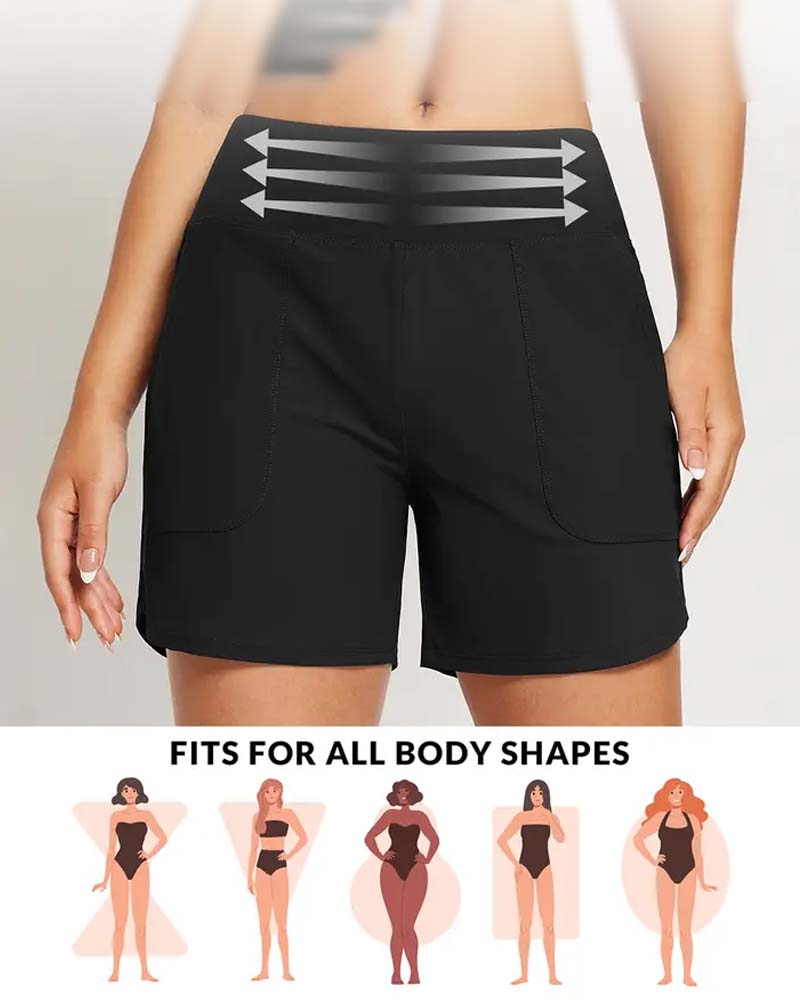 Short Taille Haute Fente Sportif Décontracté