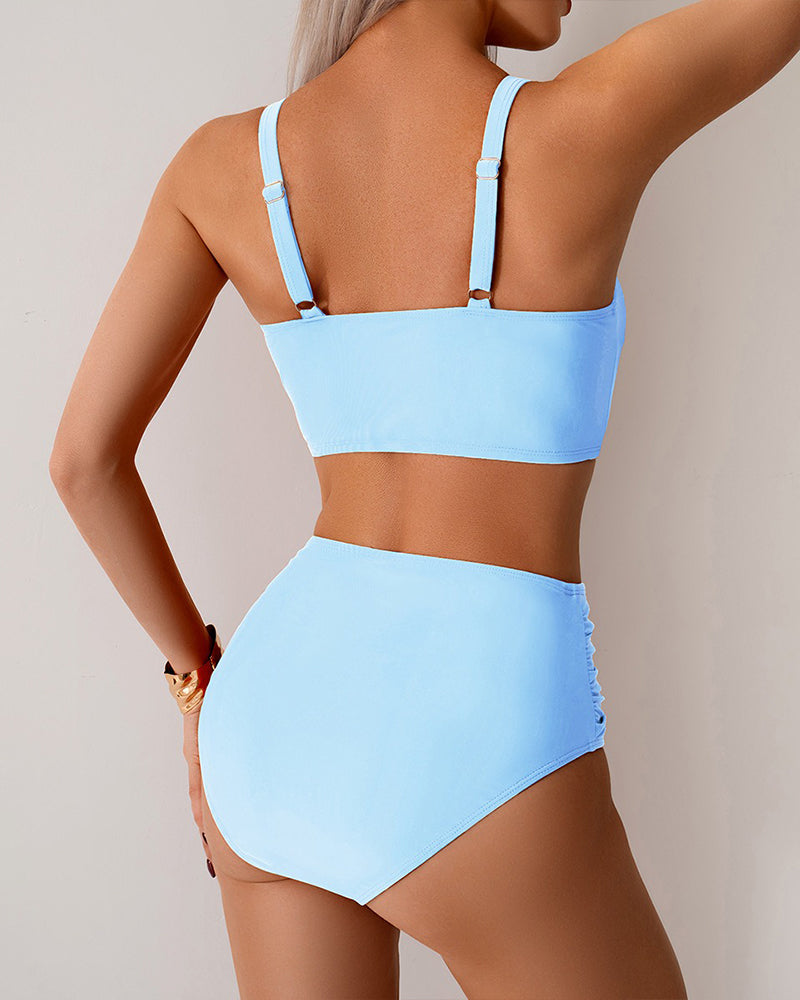Bikini Unie Nœud Taille Haute Sexy