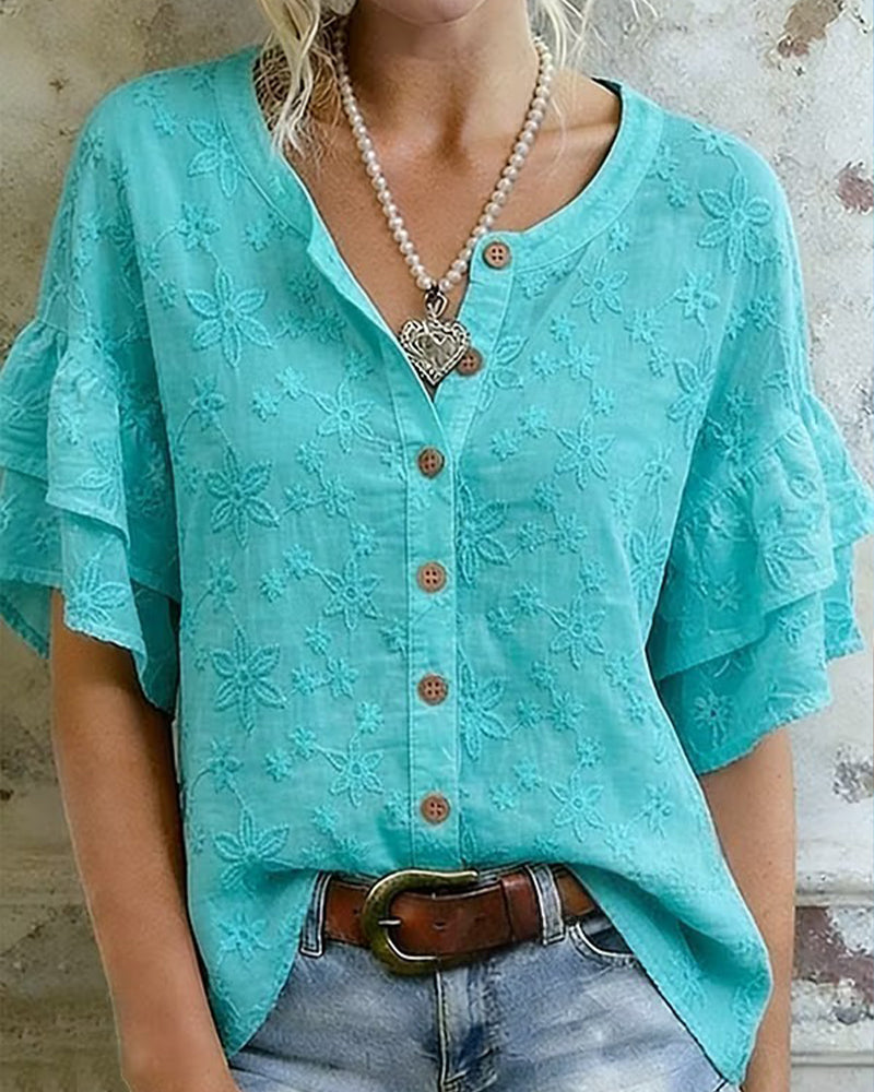 Blouse Double Couche Volant Manche