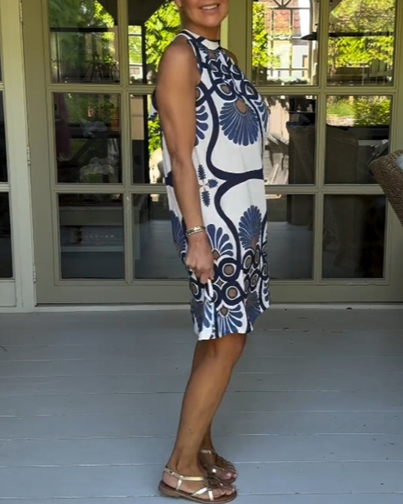 Robe imprimée vintage à col licou