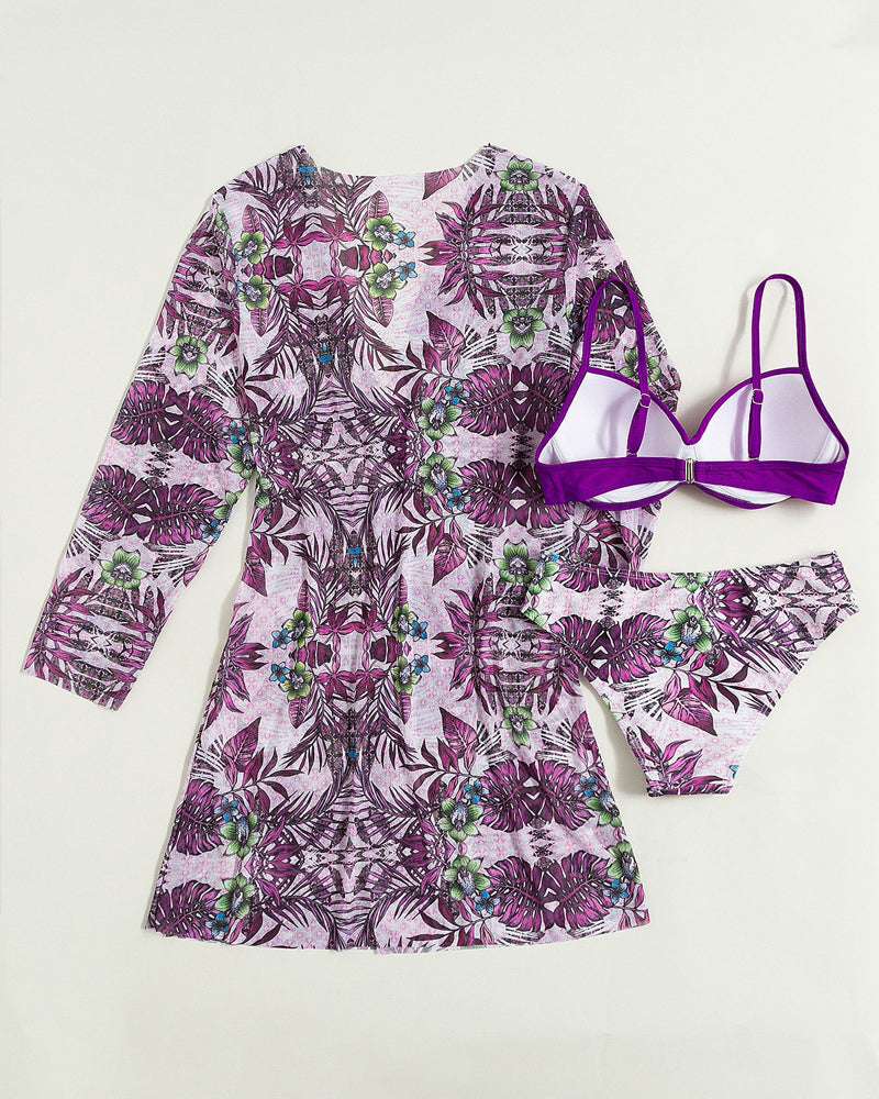 Bikini trois pièces fendu