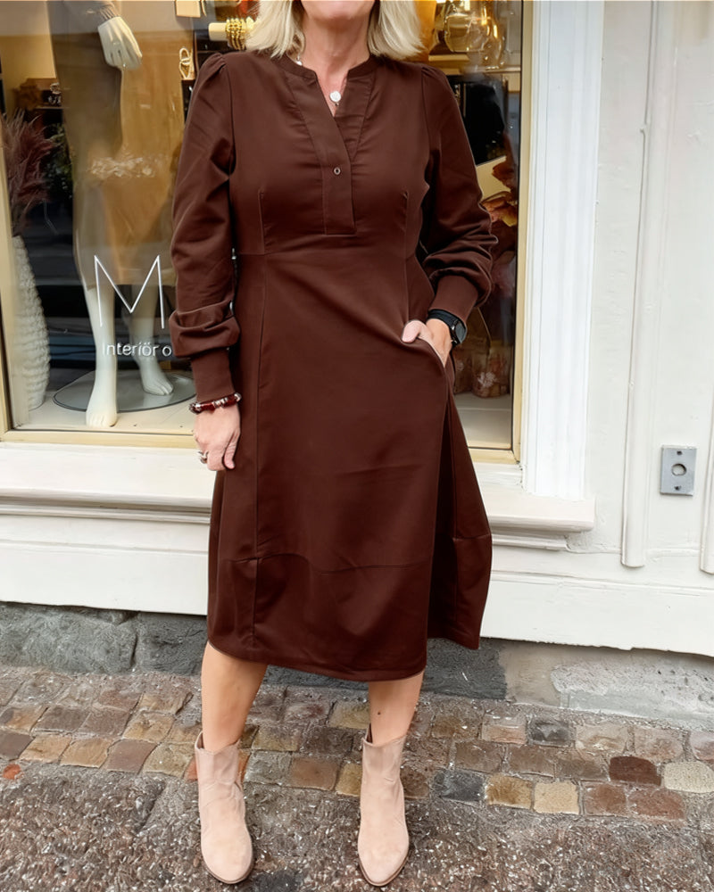 Robe décontractée rétro à manches longues