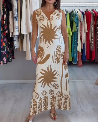 Robe Col En V Sans Manches Droite