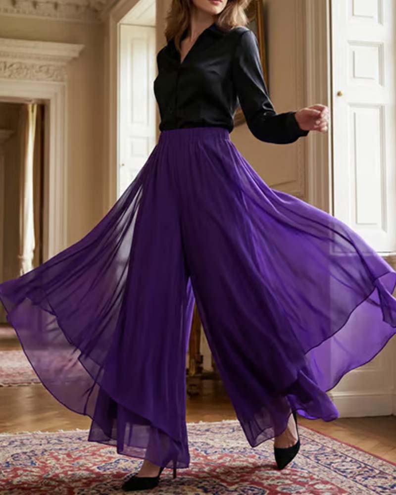 Pantalon Ample Asymétrique Décontracté Jambe Large
