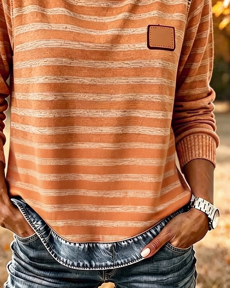 Hoodie Patchwork Rayure Décontracté