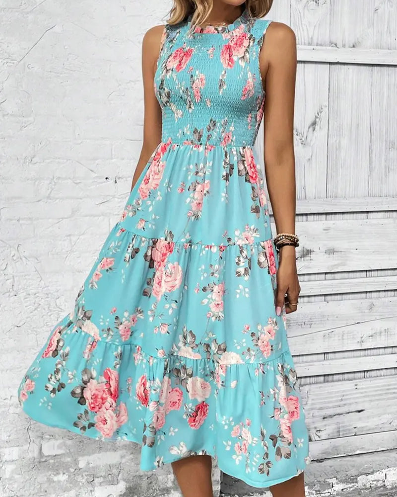 Robe Imprimé Floral Smocké