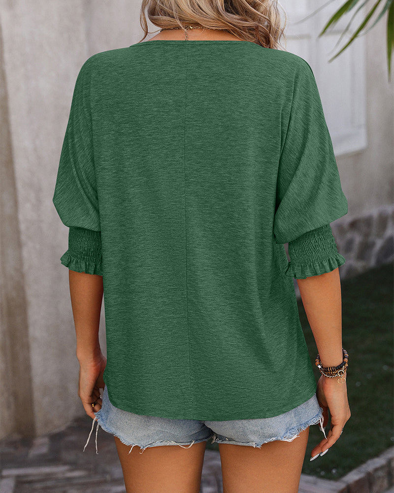 Blouse ample et col V et décontractée