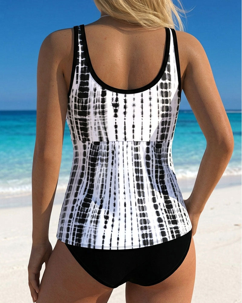 Tankini Teinture Nouée Mesh Patchwork