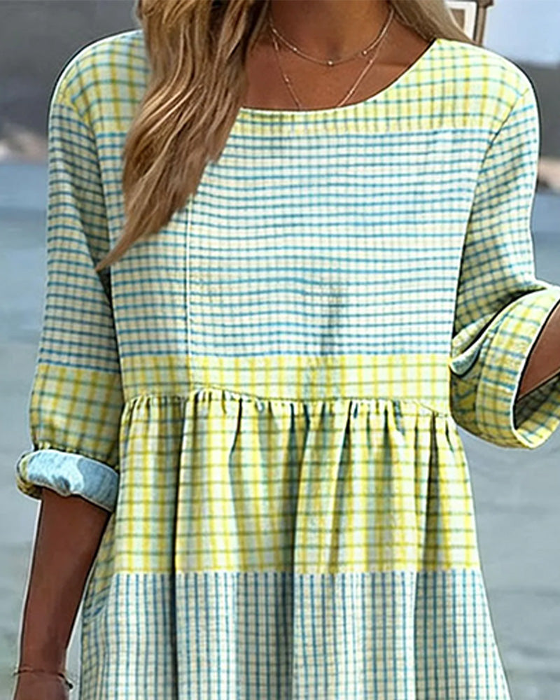Robe Rayée Bloc De Couleur Ample