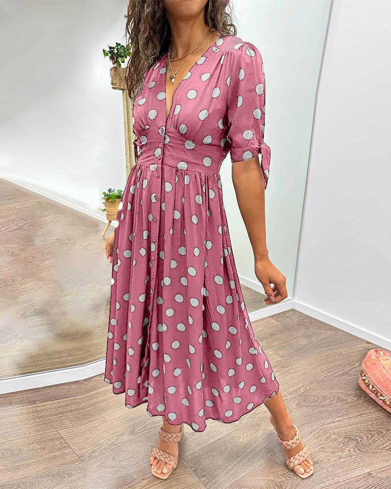Robe à décolleté V profond et à pois