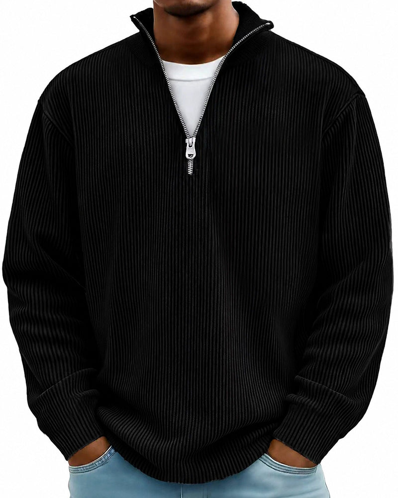 Sweatshirt Homme Fermeture Éclair Col Manche Longue