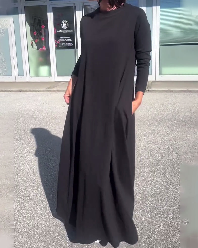 Robe Loose Manches Longues Col Rond