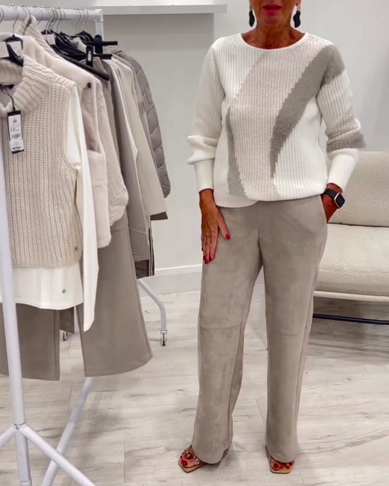 Pull Col Rond Confortable Décontracté