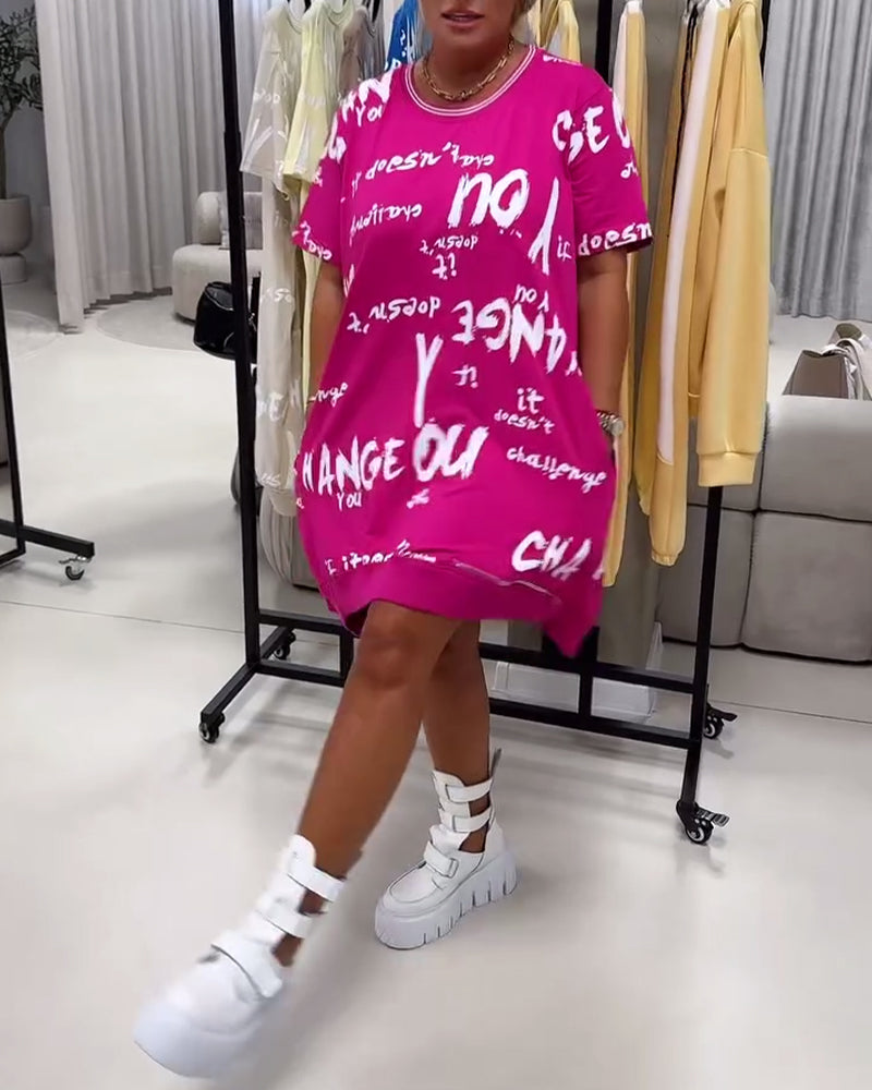 Robe Lâche Lettre Imprimé