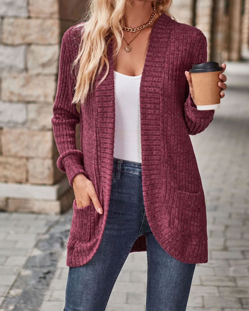 Manteau Brossé Décontracté Manche-Longue