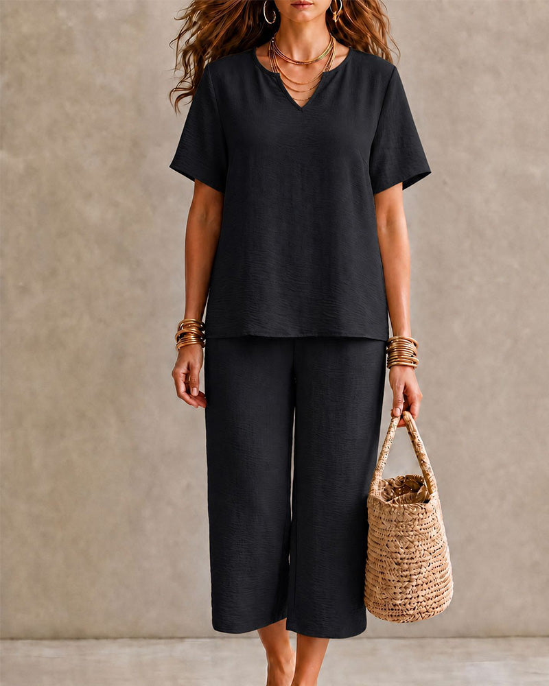 Set Haut Manches Courtes Et Pantalon Raccourci