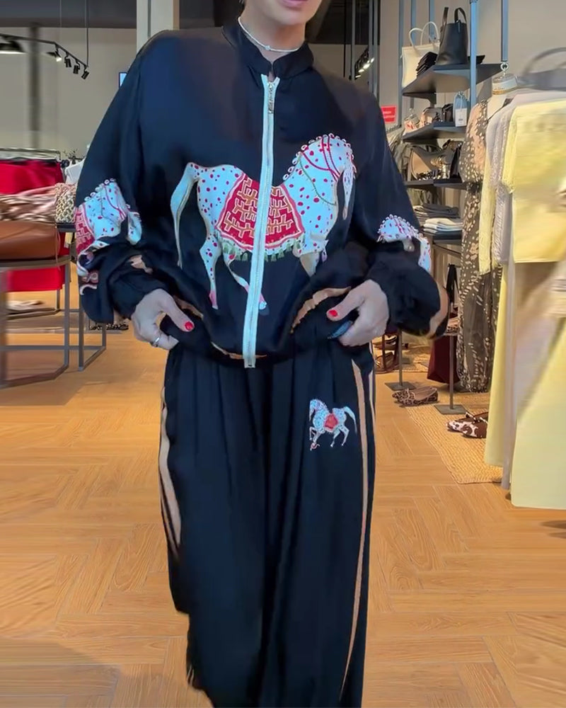 Set Veste Courte Et Pantalon Décontracté