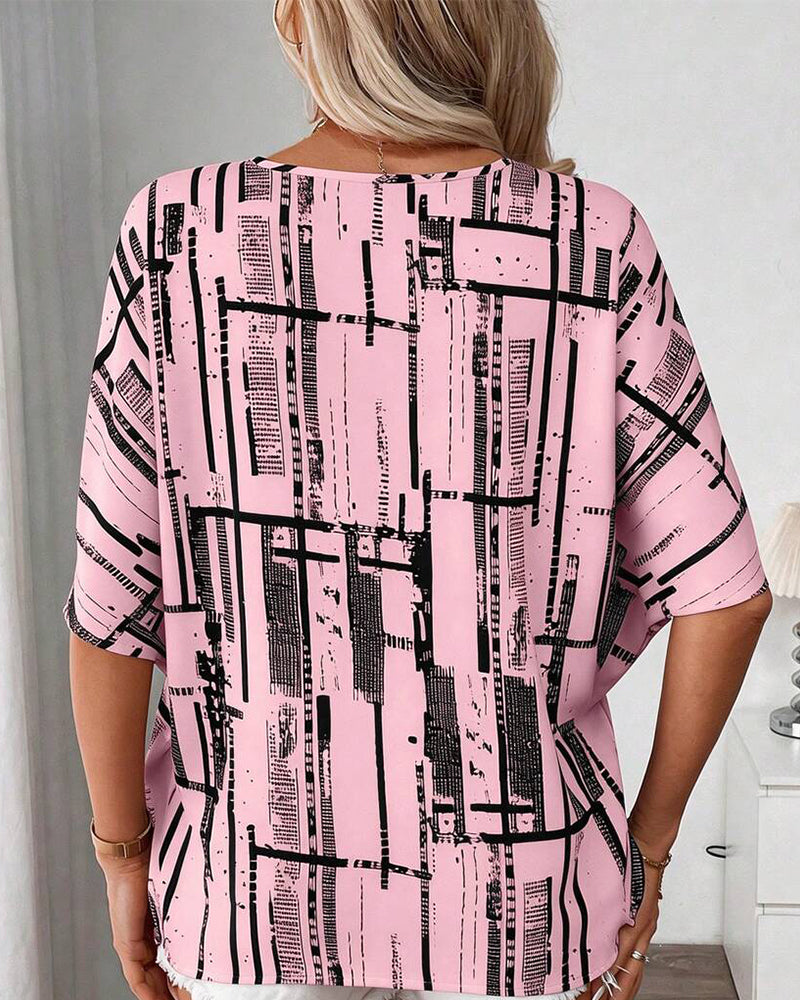 Blouse Col V Ligne Manche Chauve-Souris