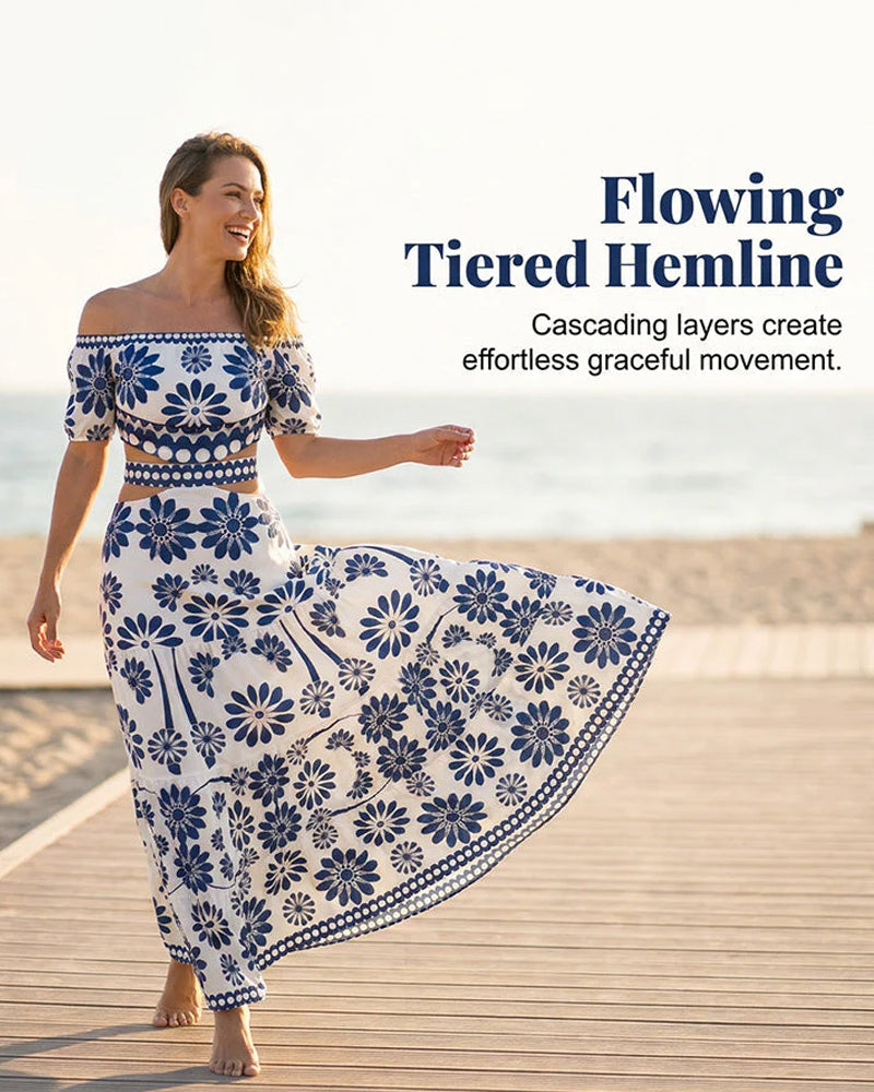 Robe Off-Shoulder Florale Découpée
